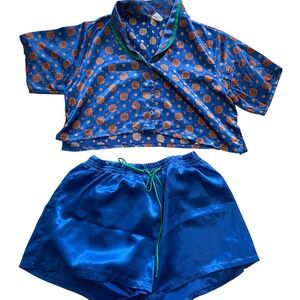 Kathryn Pajama Set Short Sleeve Top‎ & Shorts Blue Floral L